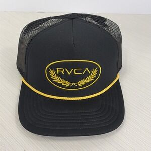 RVCA Gold Crest Logo Rope Deep Fit Foam Trucker Snapback Adjustable Hat Cap NEW